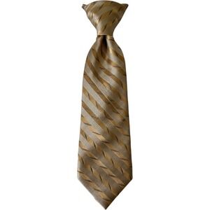 Calvin Klein Silk Necktie Gold Brown Striped Business Career Formal